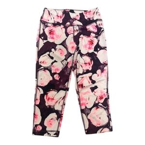 Pink and Purple Floral Cropped Leggings